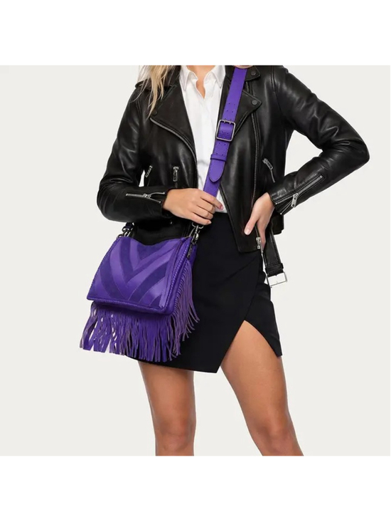 Aimee Kestenberg Handbags - Aimee Kestenberg Royal Purple Chevron Famous Fringe Large Crossbody
